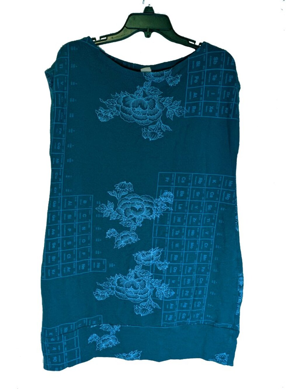 Smoking Lily: Teal sleeveless tunic- Periodic Table design Size XL